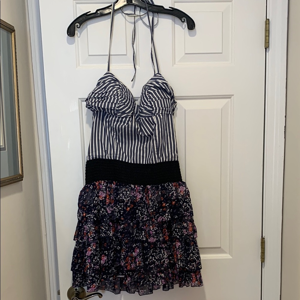 Striped and Floral Mini Dress